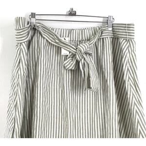 Talbots Womens Flowy Maxi Skirt XL Petite Olive Oil Green White Linen Cottage